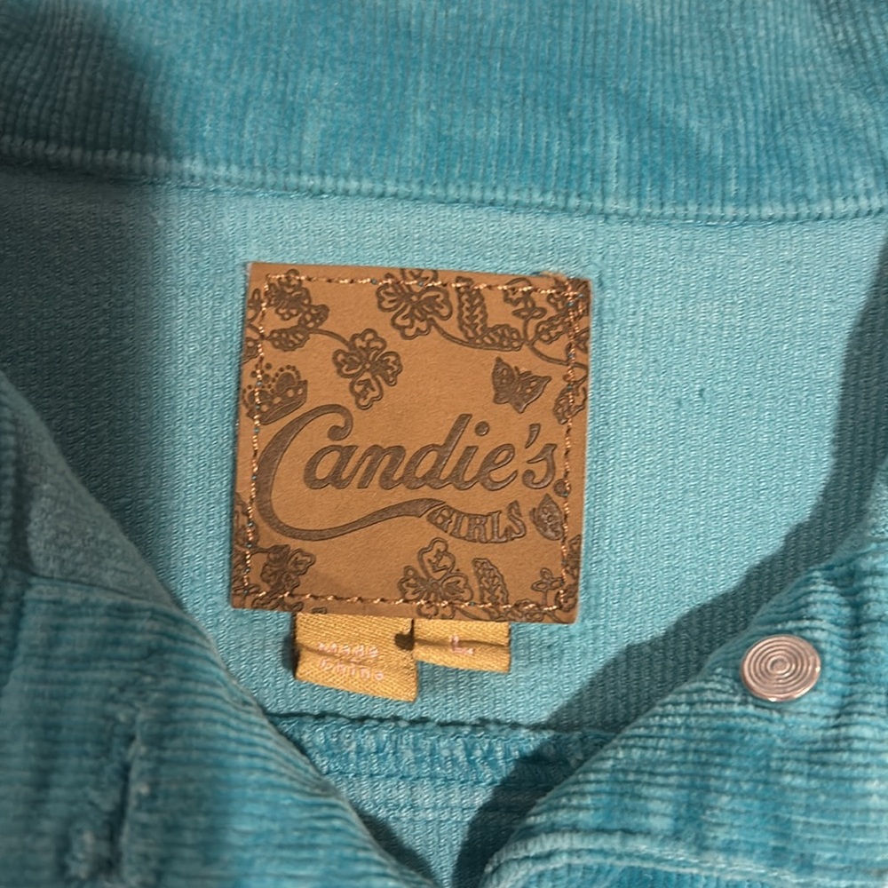 Candies Girls, Size L, Teal Blue Corduroy Jeans Jacket - Picture 4 of 11